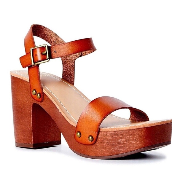 NWOT Madden NYC Lifft Faux Leather Platform Sandals in Cognac Women's size 6 - Picture 3 of 15